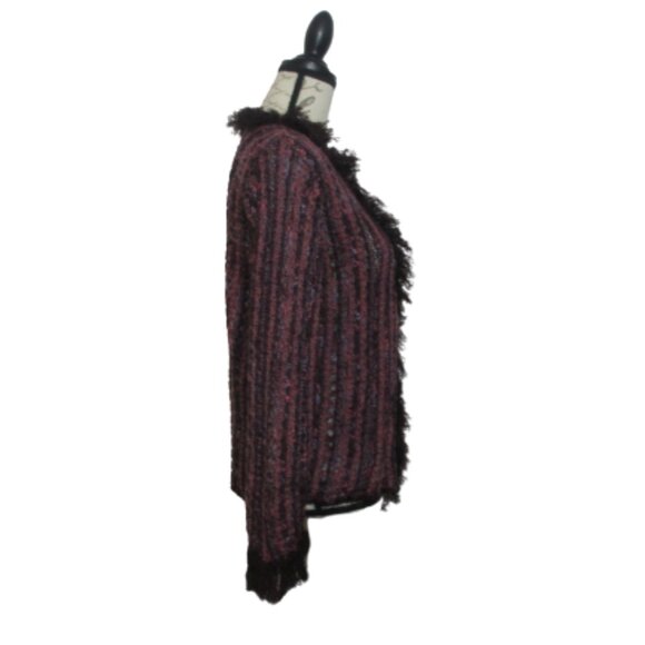 Sigrid Olsen Women's Multicolored Fringe Trimmed Metalic Knit Long Sleeve  Sz S - Picture 3 of 10